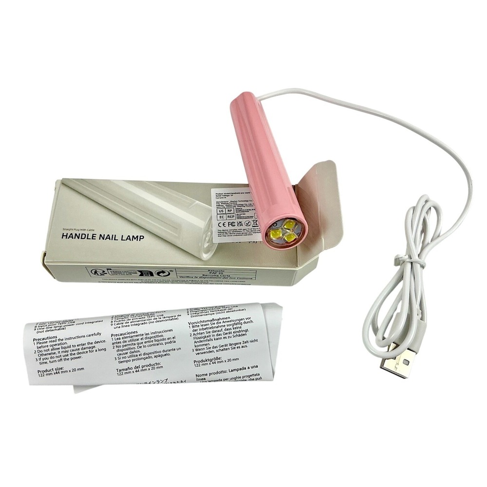 Handheld Nail Lamp Portable LED UV Curing Light USB Powered Pink 1.2W